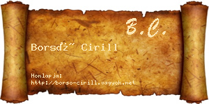 Borsó Cirill névjegykártya